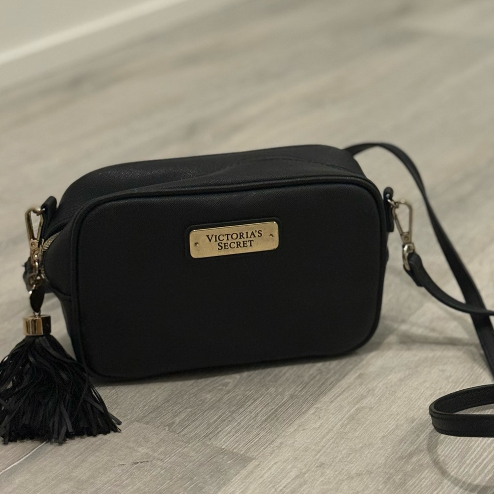 Victoria's Secret Black Crossbody with Gold Accents